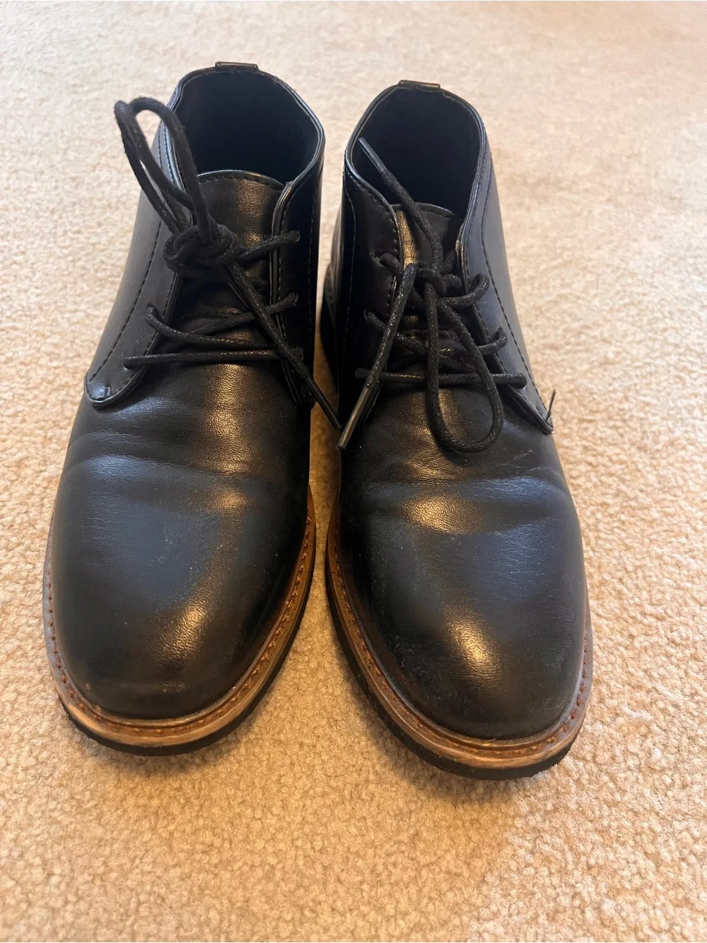 Deer Stags Boys Black Leather Dress Chukka Shoes